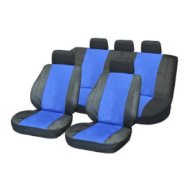 huse scaune auto compatibile VW Polo (9N) 2002-2009 - Culoare: negru + albastru