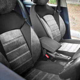 Set huse scaune auto compatibile DACIA Sandero II 2012-2020 - Diamond - Culoare: negru + gri