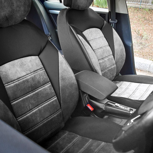 Set huse scaune auto compatibile VW Passat B6 2005-2010 - Diamond - Culoare: negru + gri