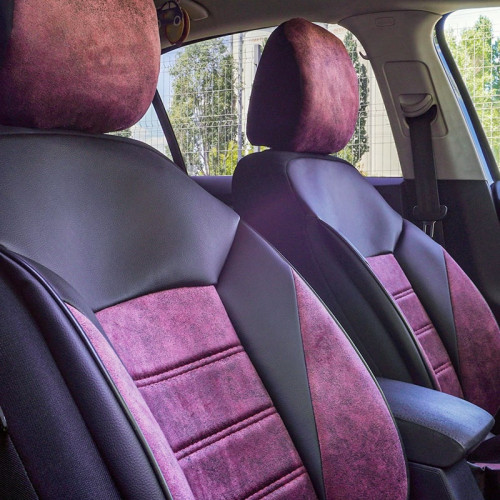 Set huse scaune auto compatibile SEAT Ibiza III 2002-2008 - Diamond - Culoare: negru + mov