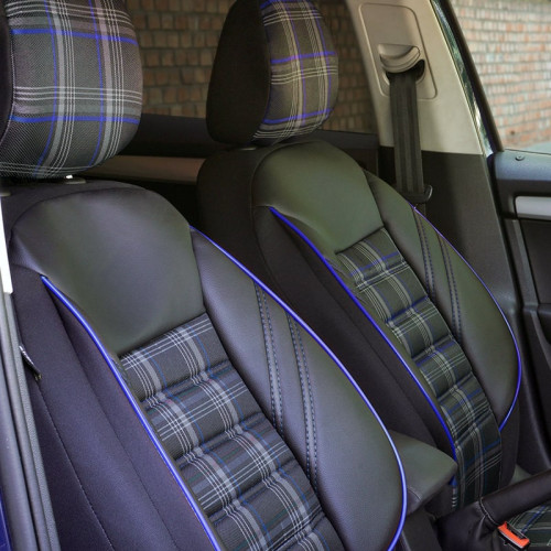 Set huse scaune auto compatibile DACIA Duster I 2010-2017 - Sport - Culoare: negru + albastru