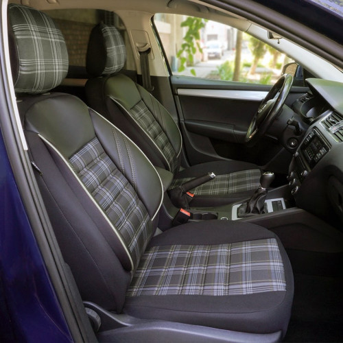 Set huse scaune auto compatibile CHEVROLET Aveo I (T200/T250) 2002-2012 - Sport - Culoare: negru + gri