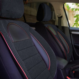 Set huse scaune auto compatibile VW Passat B6 2005-2010 - Racing - Culoare: negru + rosu