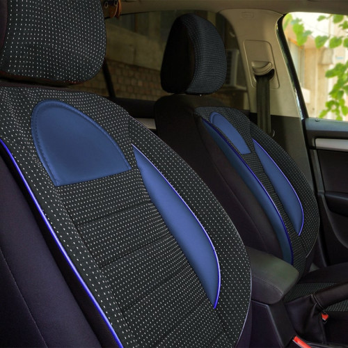 Set huse scaune auto compatibile OPEL Vectra C 2002-2010 - Racing - Culoare: negru + albastru