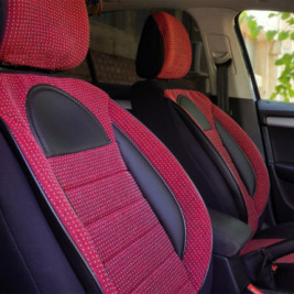 Set huse scaune auto compatibile LAND ROVER Freelander II 2006-2014 (4 usi) - Racing - Culoare: negru + rosu