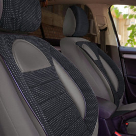 Set huse scaune auto compatibile SKODA Rapid 2012-2019 - Racing - Culoare: negru + gri