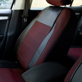 Set huse scaune auto compatibile MERCEDES Clasa C W203 2000-2007 - Elegance - Culoare: negru + rosu