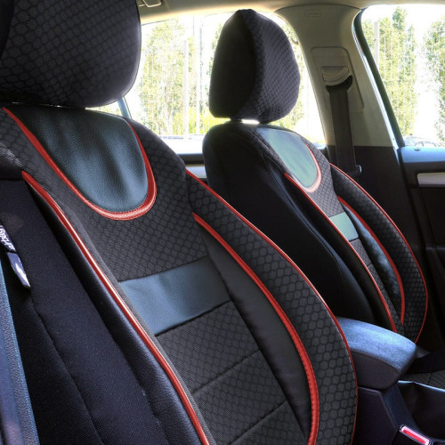 Set huse scaune auto compatibile MERCEDES Clasa C W204 2008-2015 - Dynamic - Culoare: negru + rosu