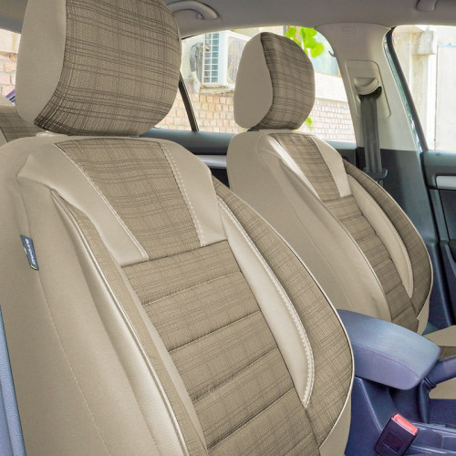 Set huse scaune auto compatibile VW Jetta V 2005-2010 - Luxury - Culoare: bej