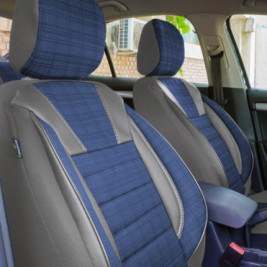 Set huse scaune auto compatibile CHEVROLET Aveo I (T200/T250) 2002-2012 - Luxury - Culoare: gri + albastru