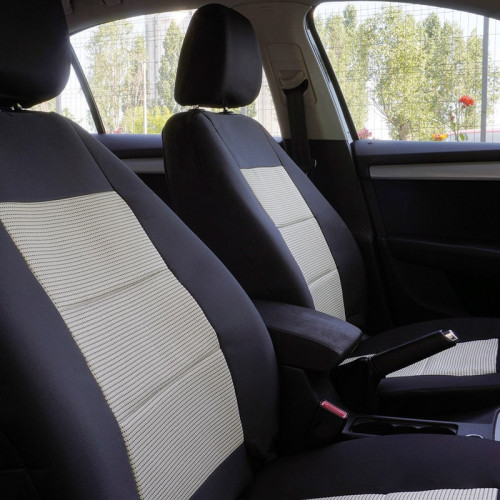 Set huse scaune auto compatibile SKODA Rapid 2012-2019 - Premium Lux - (UMB3) Culoare: negru + bej