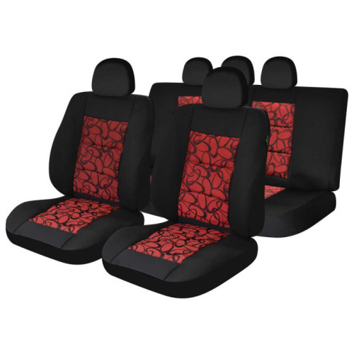 Set huse scaune auto compatibile PEUGEOT 407 2004-2012 - Premium Lux - Culoare: negru + rosu